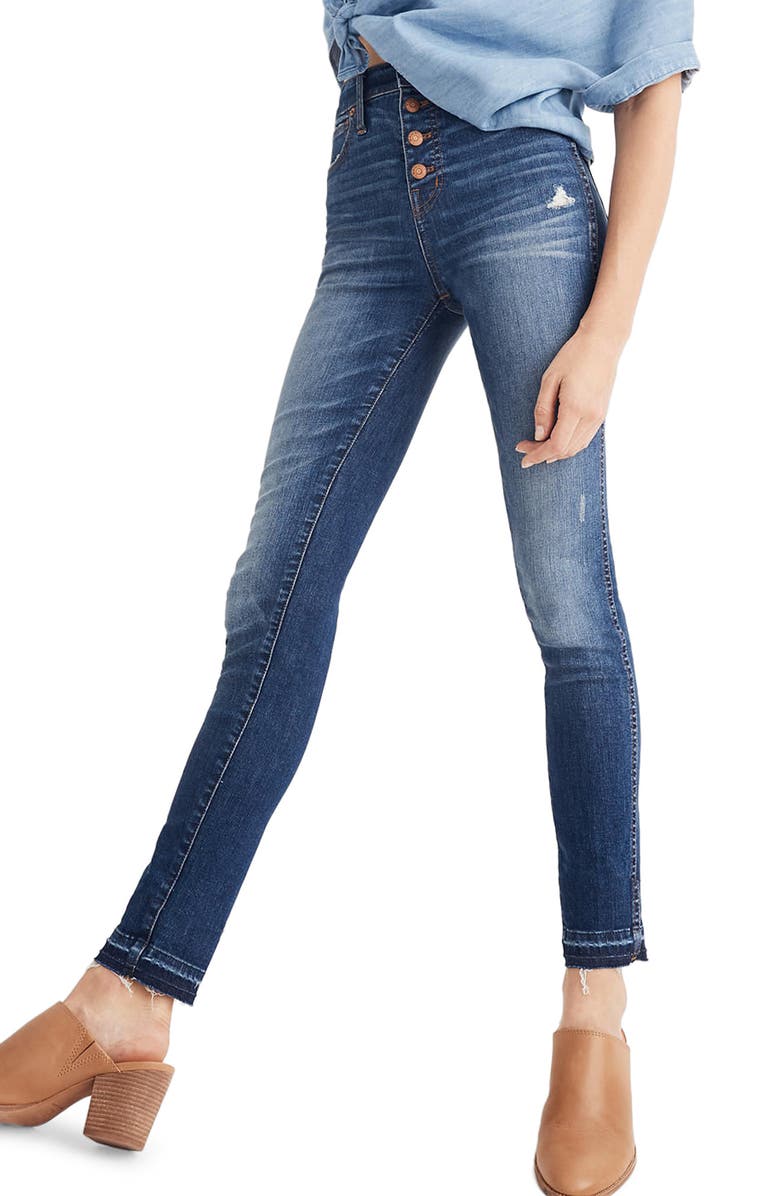 Madewell 10-Inch High Waist Drop Hem Skinny Jeans, Main, color, 