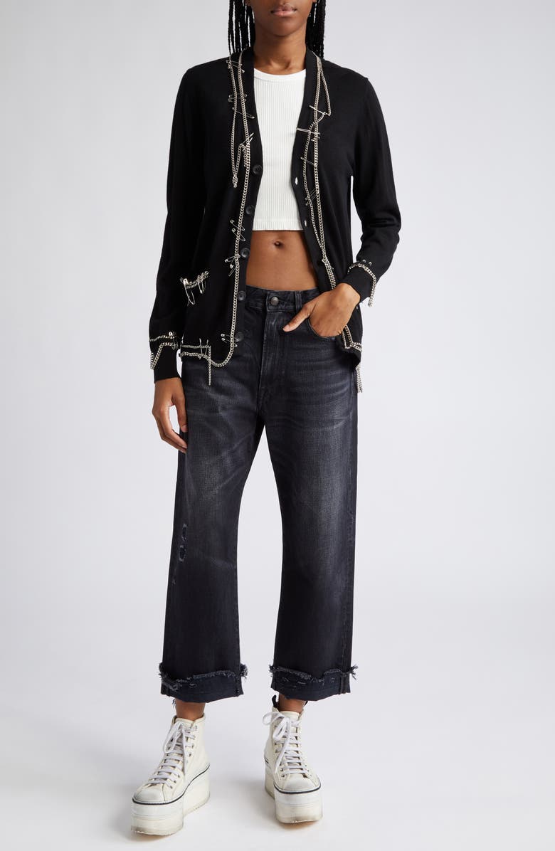 R13 Distressed Boyfriend Jeans, Alternate, color, Jake Black