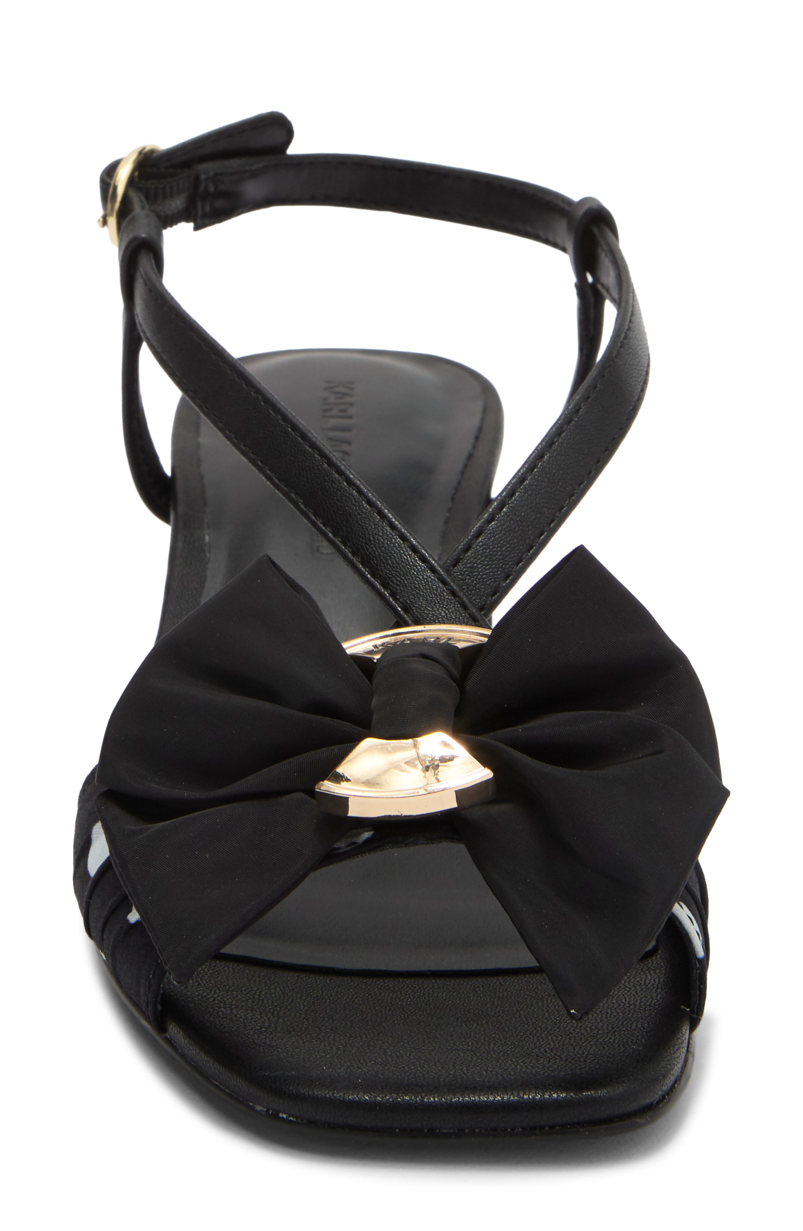 KARL LAGERFELD PARIS Suttyn Bow Sandal, Alternate, color, Black/ White