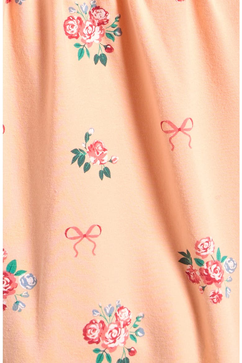Bows & Bouquets Ruffle Stertch Organic Cotton Romper, Alternate, color, PEACH