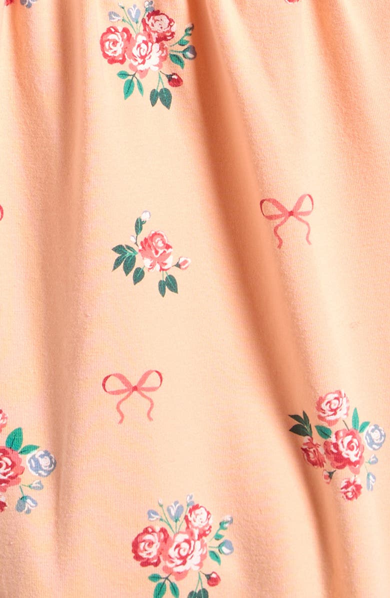 miles Bows & Bouquets Ruffle Stertch Organic Cotton Romper, Alternate, color, Peach