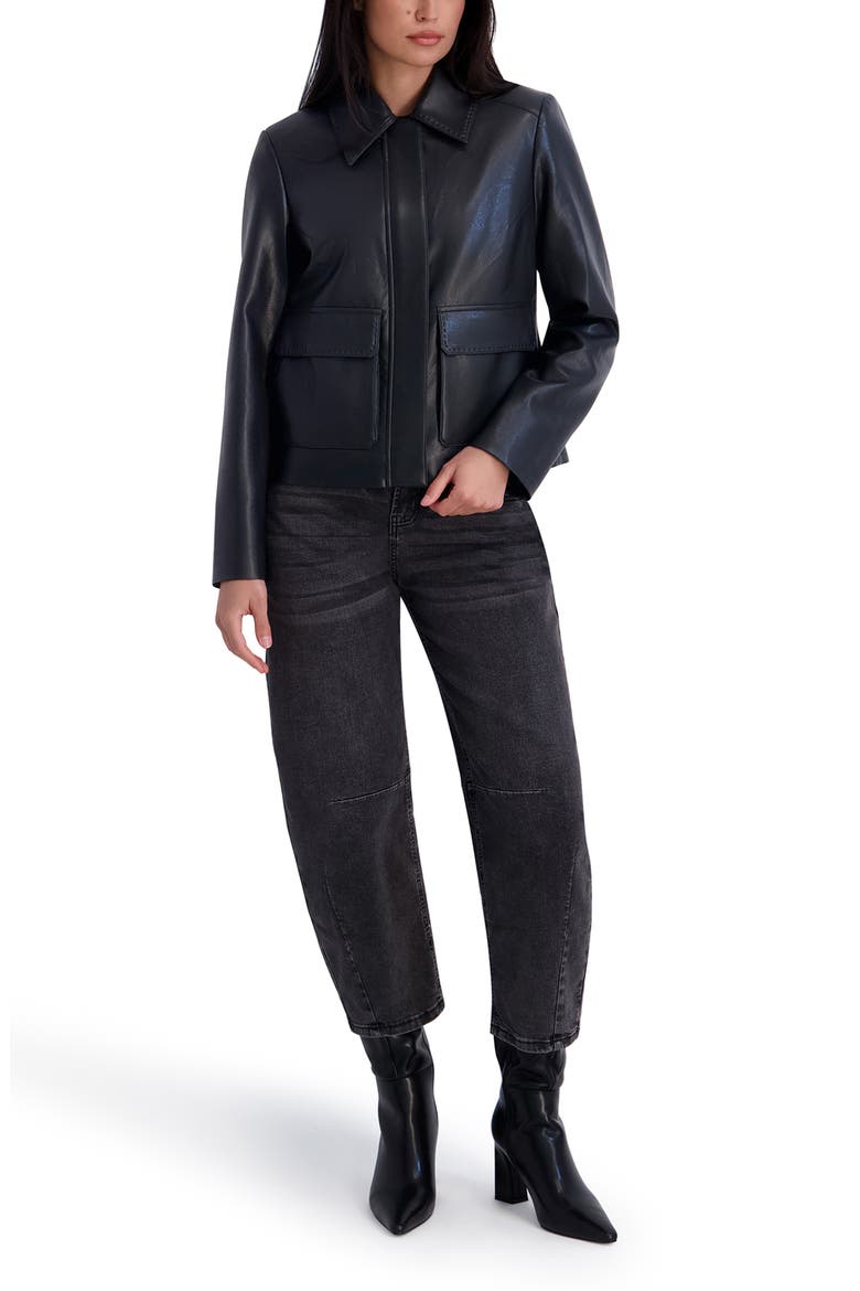 Faux Leather Jacket, Alternate, color, BLACK