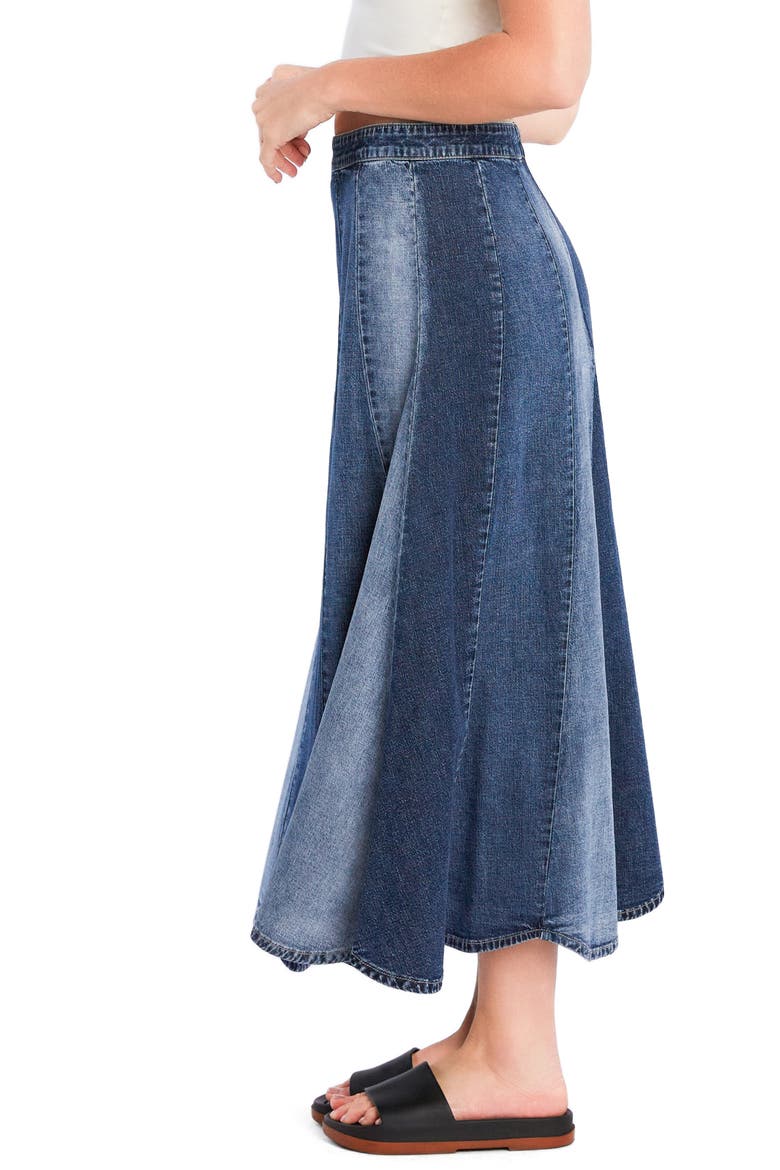 Patchwork Denim Maxi Skirt, Alternate, color, MIXED BLUE