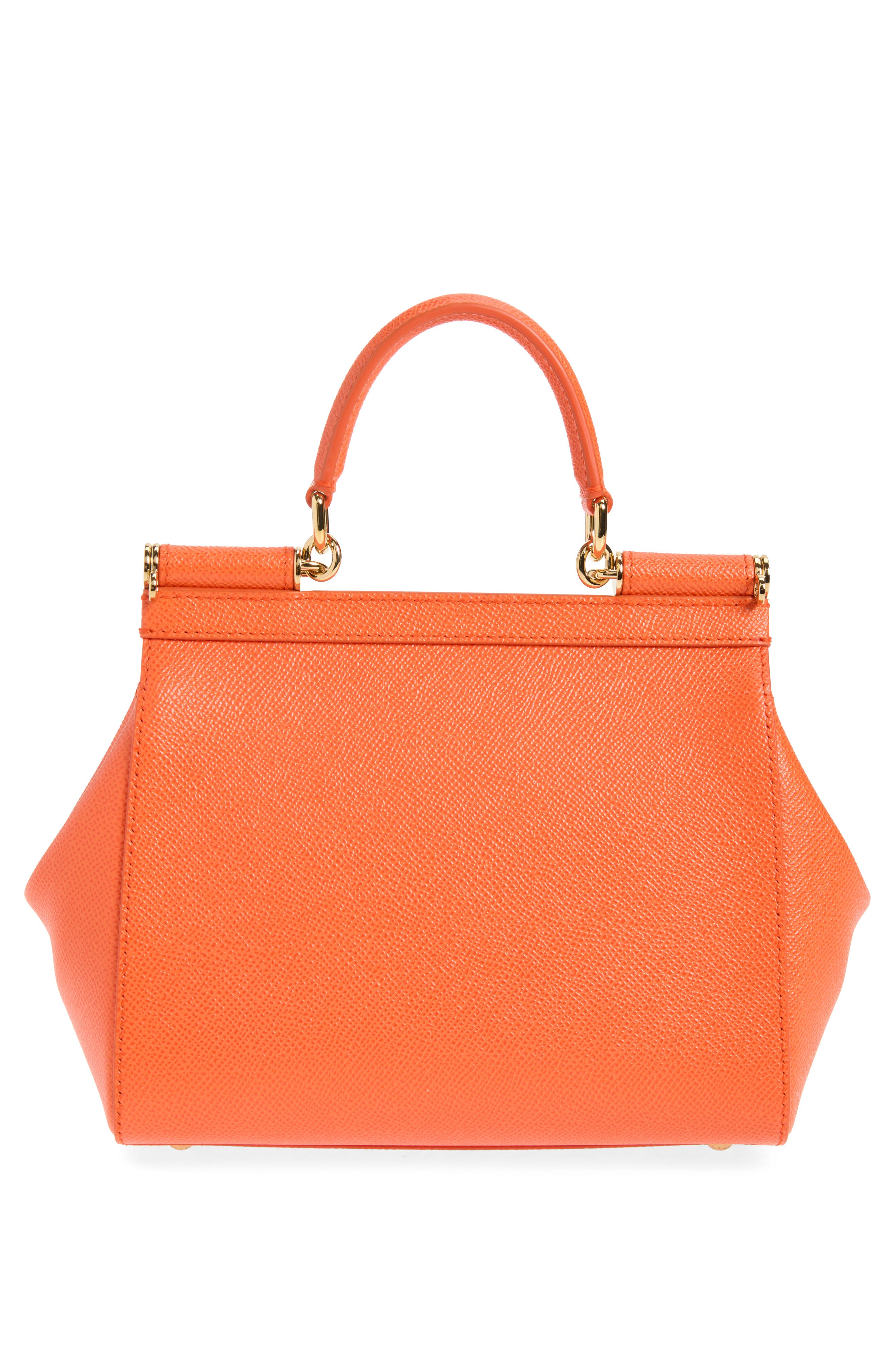 Medium Sicily Leather Top Handle Bag, Alternate, color, 81166 ORANGE