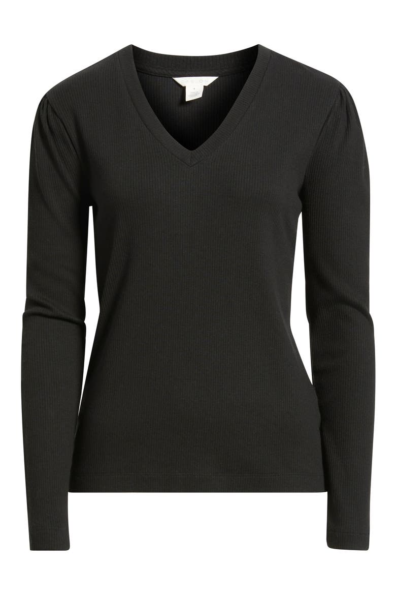 Long Sleeve Rib T-Shirt, Alternate, color, BLACK