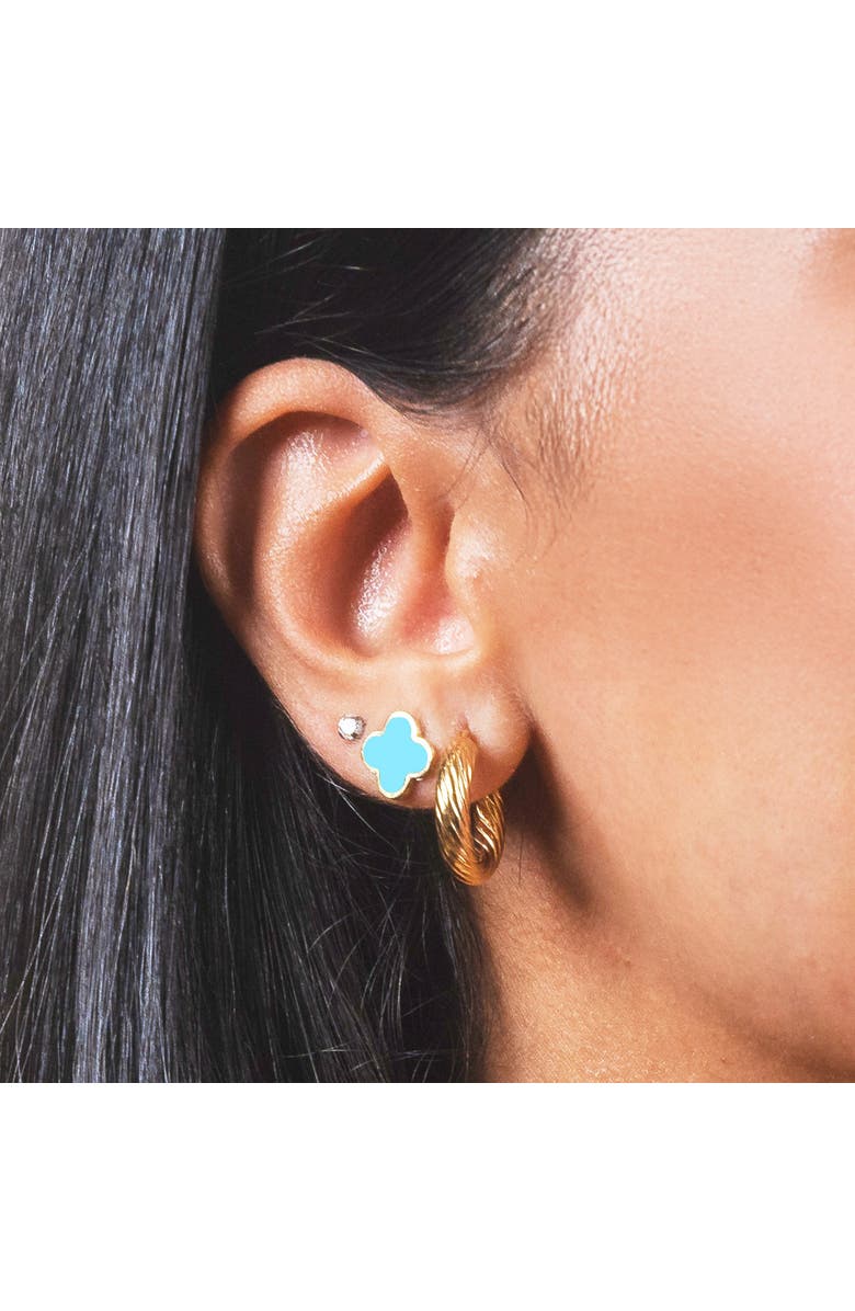 The Lovery Fine Jewelry Small Turquoise Clover Stud Earrings, Alternate, color, Turquoise