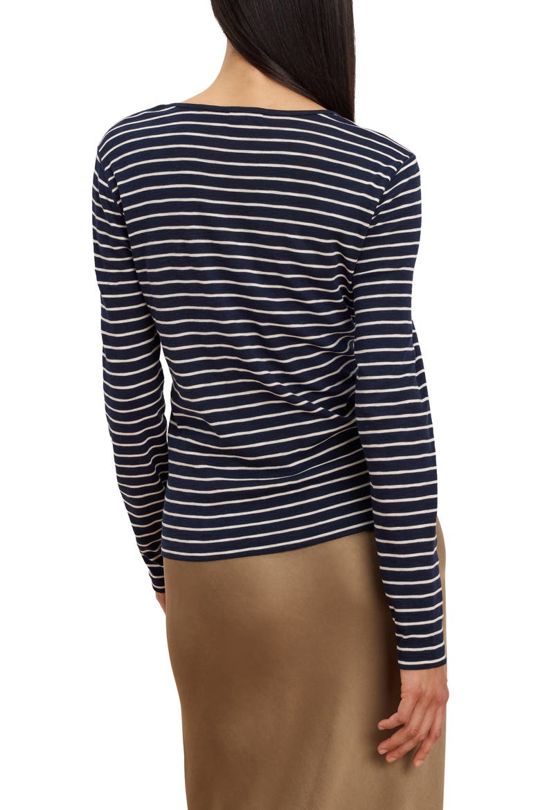 Striped V Neck T-Shirt, Alternate, color, INDIGO MULTI