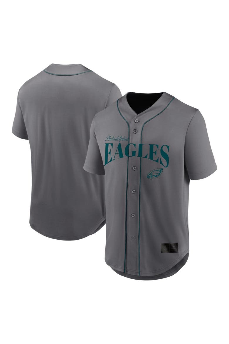 Men's Fanatics Gray Philadelphia Eagles After Hours Button-Up Baseball Top, Main, color, Gray