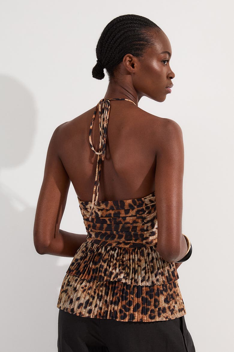 Tiered Halterneck Top, Alternate, color, Animal