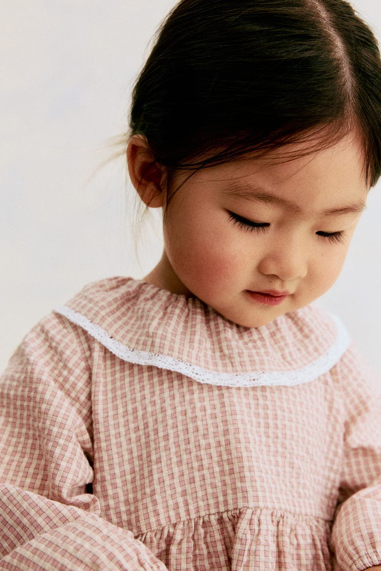 Cotton Dress, Alternate, color, Light pink/beige checked
