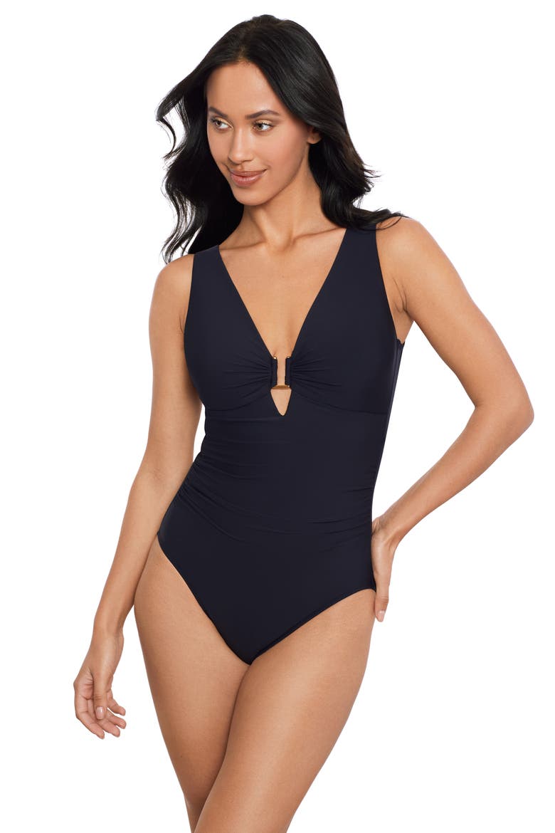 Kristi Marquis One-Piece Swimsuit, Alternate, color, BLACK