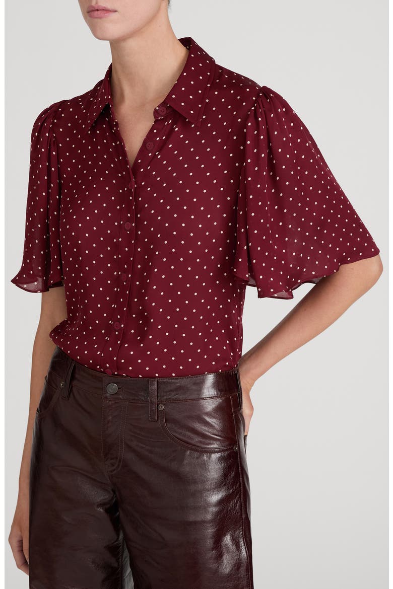 The Flutter Polka Dot Silk Shirt, Alternate, color, DEEP GARNET POLKA DOT