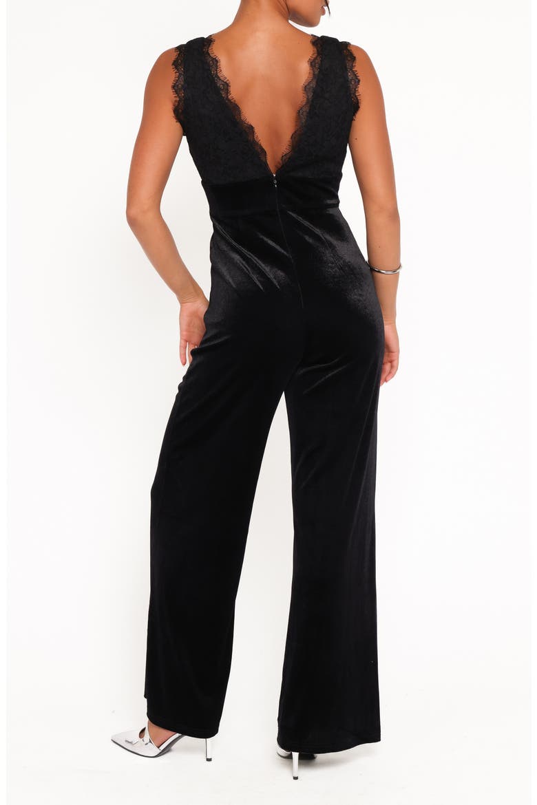 Eloise Lace Trim Wide Leg Jumpsuit, Alternate, color, BLACK VELVET