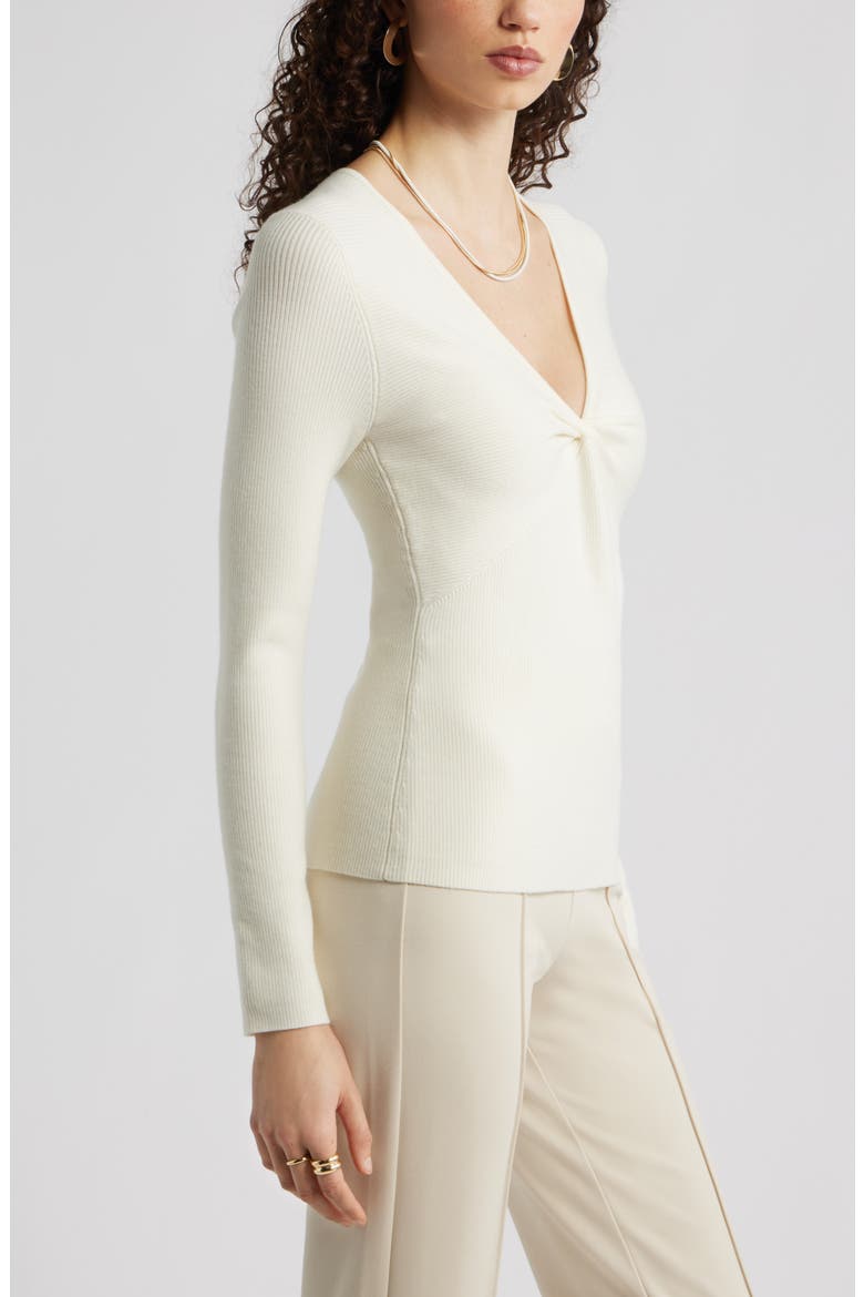Twist Front Detail Merino Wool Blend Sweater, Alternate, color, IVORY TOFU