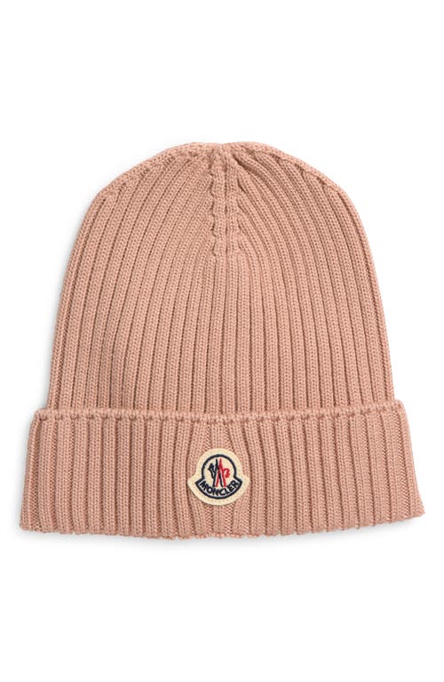 Moncler Ribbed Knit Hat In Brown