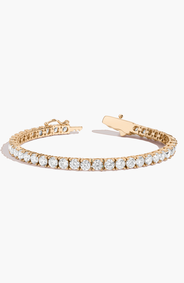 Aurate New York Lab Grown 10ct White Sapphire Tennis Bracelet, Main, color, Yellow Vermeil