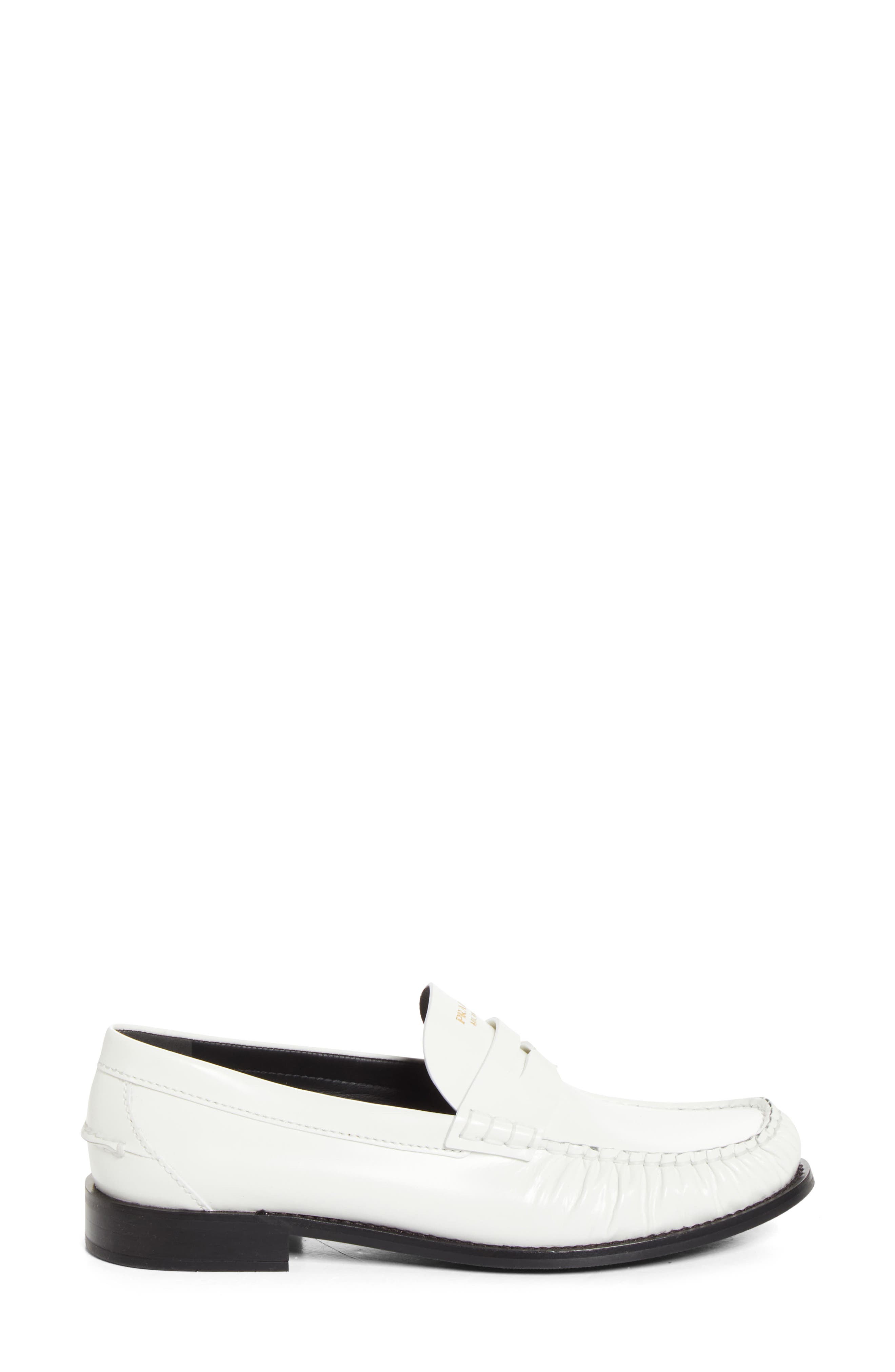 Ruched Toe Penny Loafer, Alternate, color, BIANCO