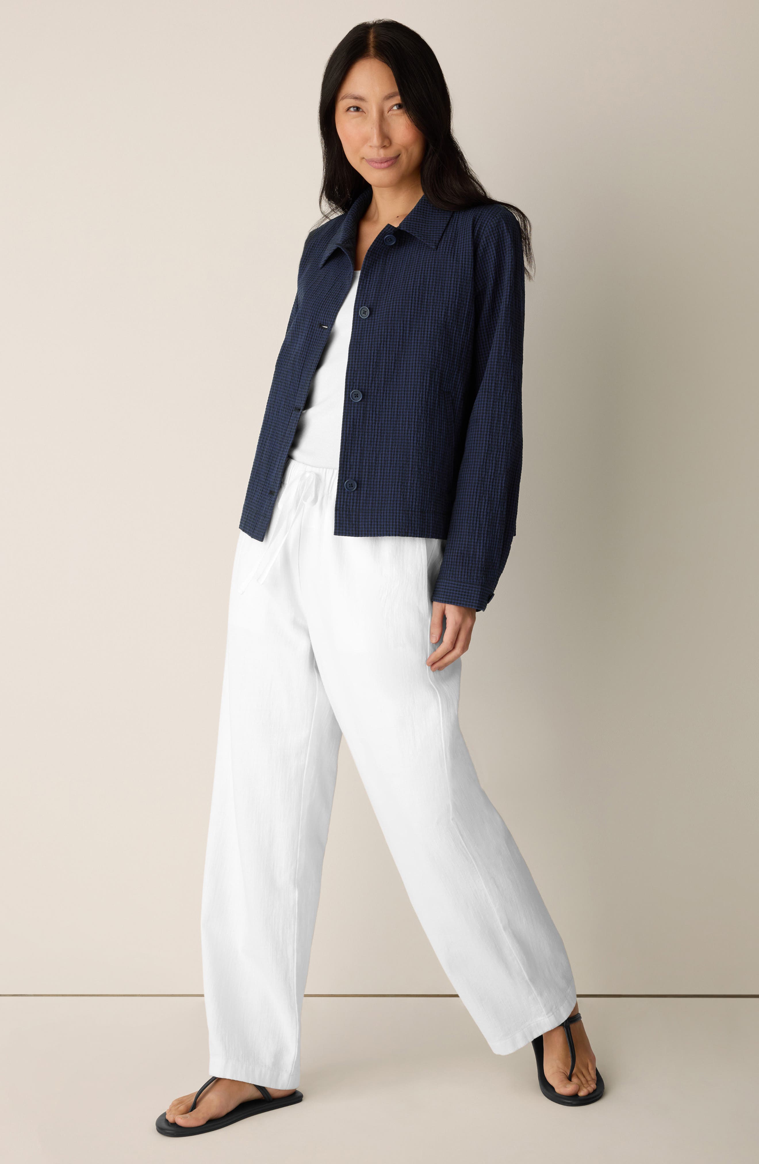 Женские Eileen Fisher Check Stretch Cotton Jacket — фото 4