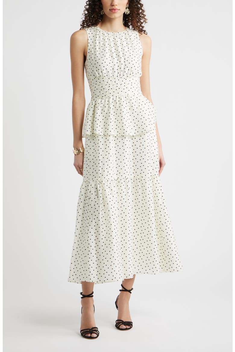 Crewneck Seamed Waist Maxi Dress, Main, color, IVORY DELILAH DOT