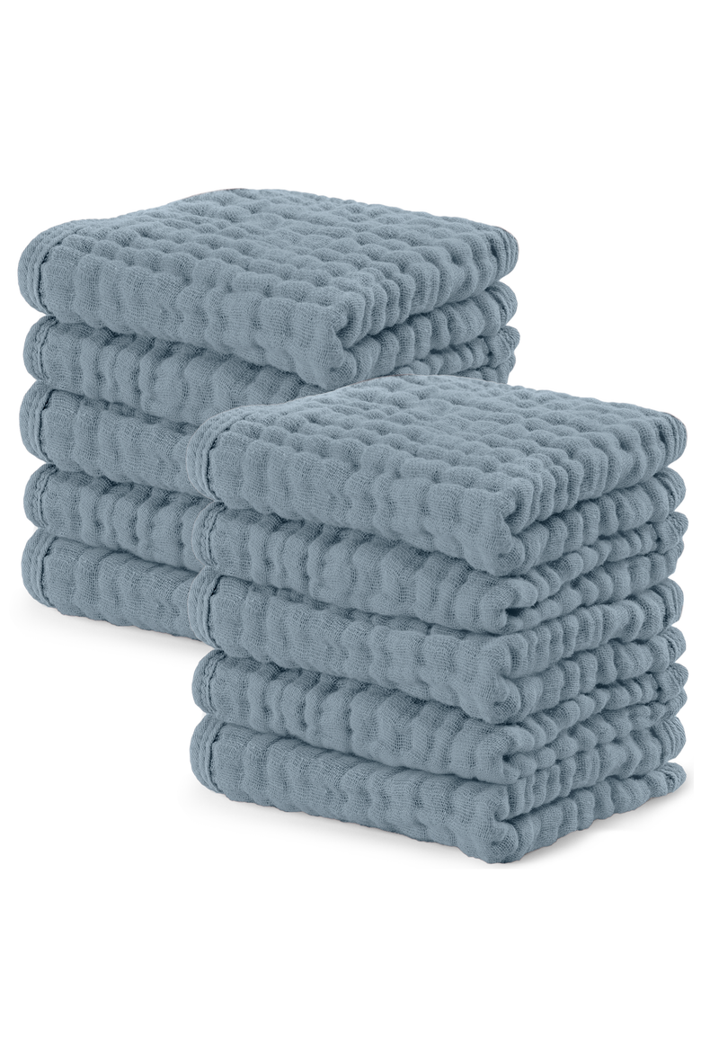 Muslin Washcloths - Pack of 10, Main, color, Pacific Blue