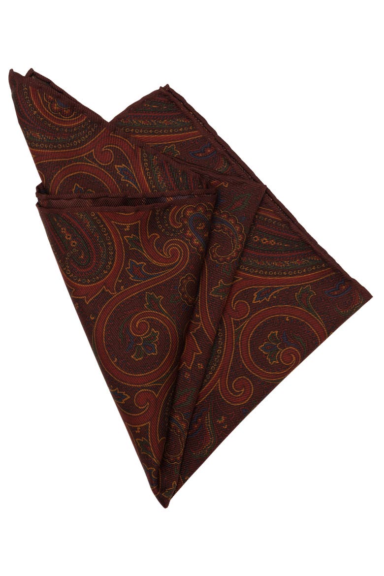 Positano - Double Sided Silk Pocket Square for Men, Alternate, color, Burgundy