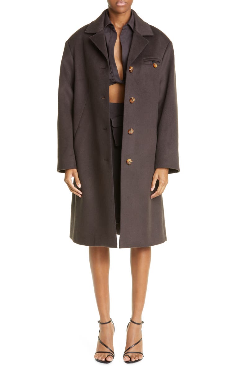 Off-White Brushed Virgin Wool Blend Coat, Main, color,