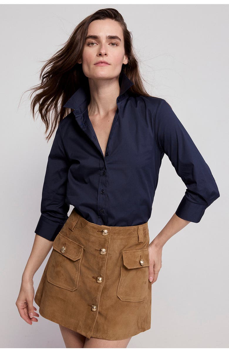 The Shirt by Rochelle Behrens The 3/4 Sleeve Icon Shirt, Main, color, Dark Navy