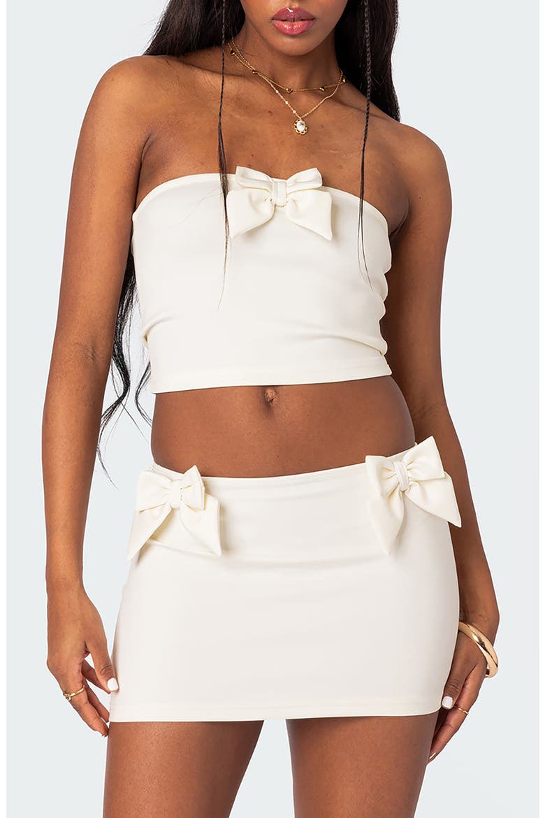 Gabriella Bow Crop Tube Top, Main, color, WHITE