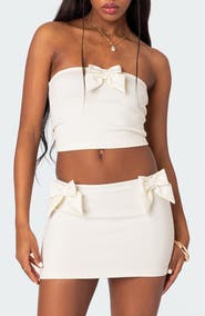 EDIKTED Gabriella Bow Crop Tube Top