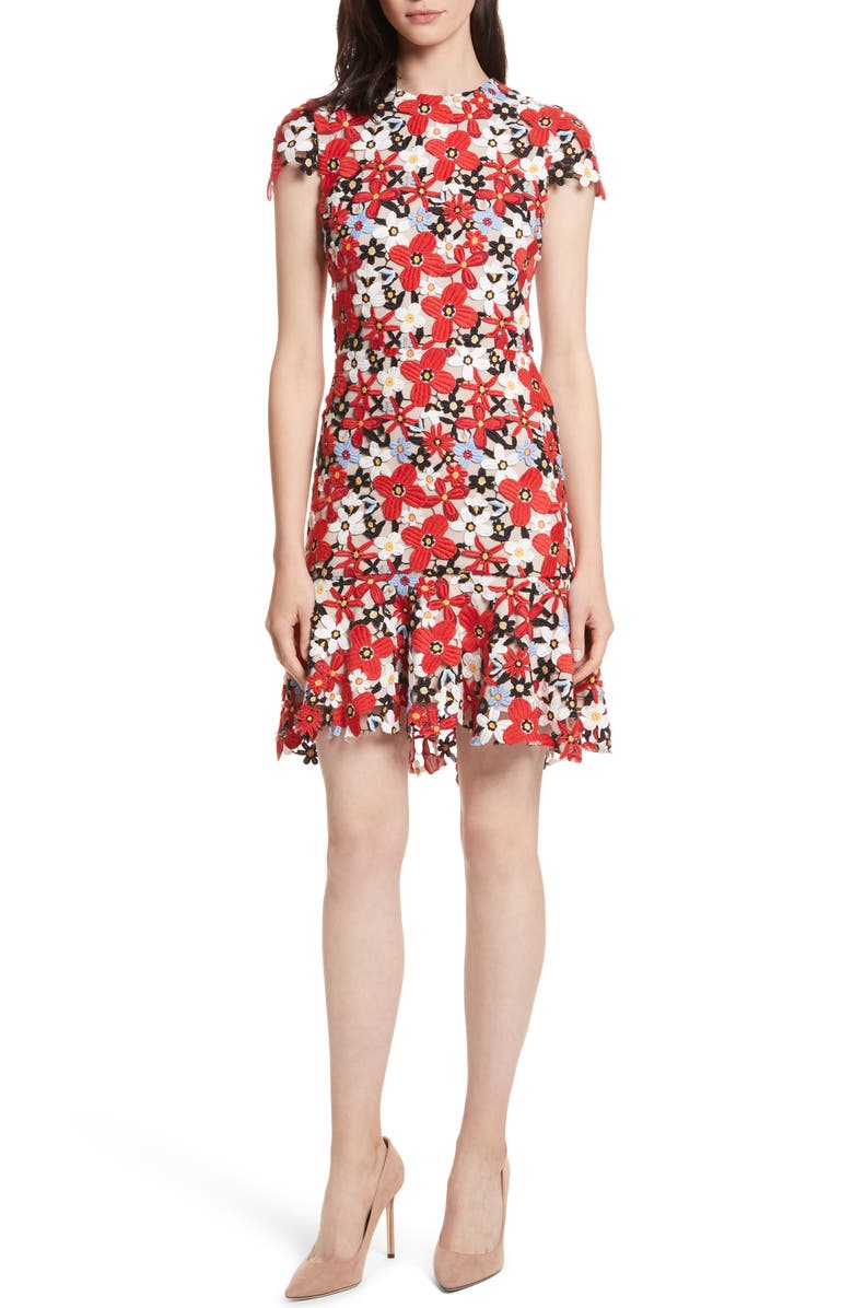 Alice + Olivia Imani Floral Fit & Flare Dress, Main, color,