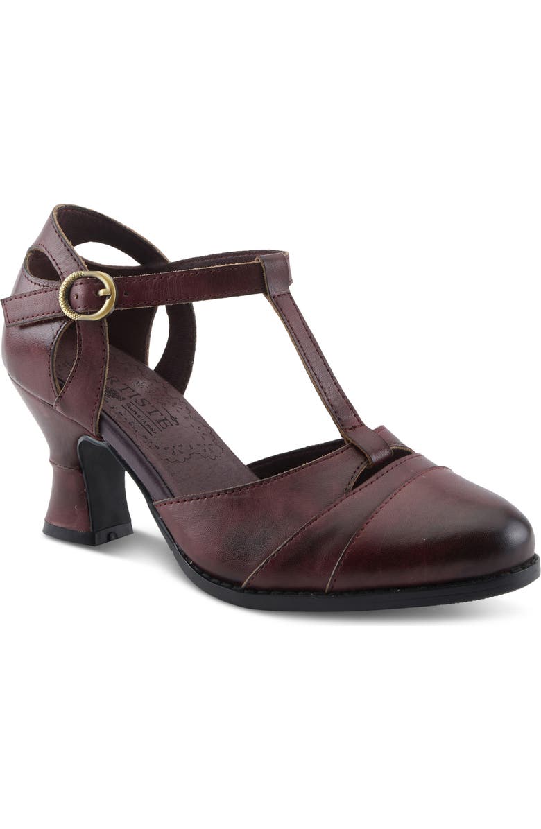 L'Artiste by Spring Step Altamira T-Strap Pump, Main, color, Bordeaux