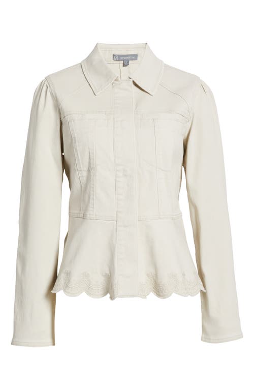 Wit & Wisdom Puff Shoulder Peplum Denim Jacket In Birch