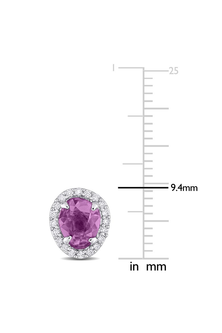 Purple Sapphire & Diamond Halo Earrings 14K, Alternate, color, Purple Sapphire