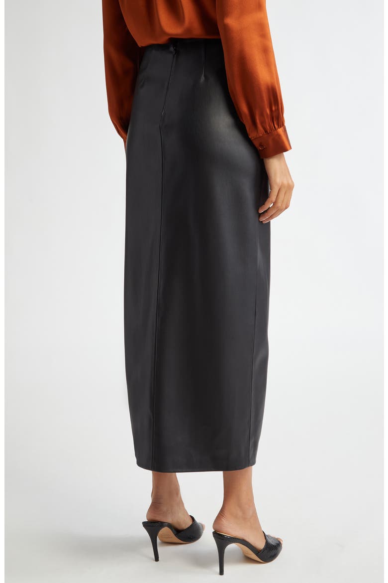 Lilou Twist Front Faux Leather Skirt, Alternate, color, BLACK