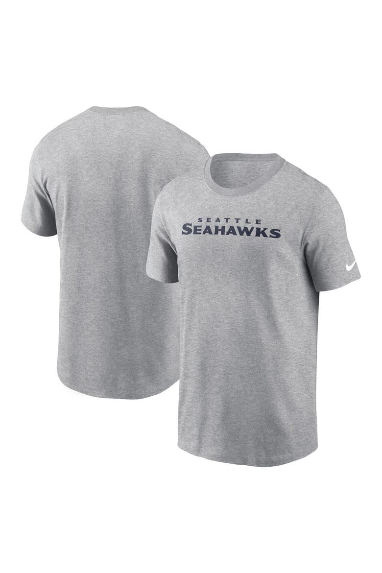 Men's Nike Heather Gray Seattle Seahawks Primetime Wordmark Essential T-Shirt, Main, color, Heather Gray