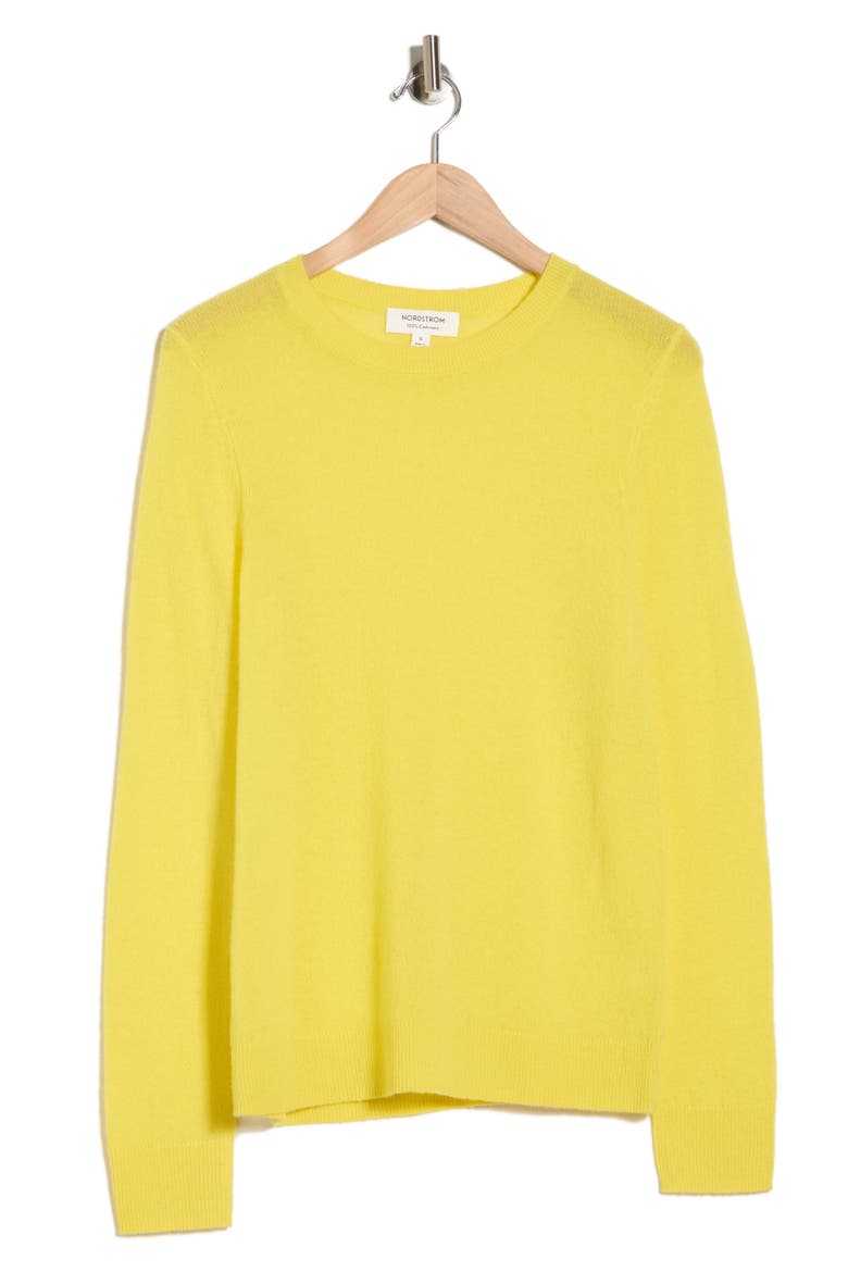 Cashmere Crewneck Sweater, Alternate, color, YELLOW ILLUMINATE