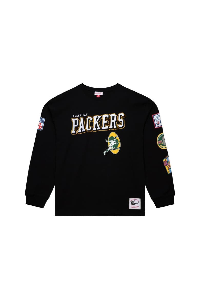 Men's Mitchell & Ness  Black Green Bay Packers Training Camp Vintage Logos Long Sleeve T-Shirt, Alternate, color, Black