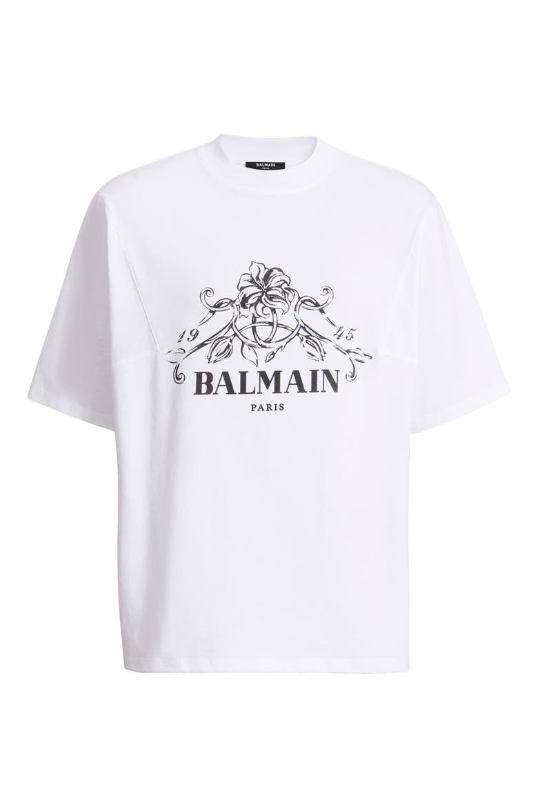 Printed Balmain Vine T-shirt, Alternate, color, white