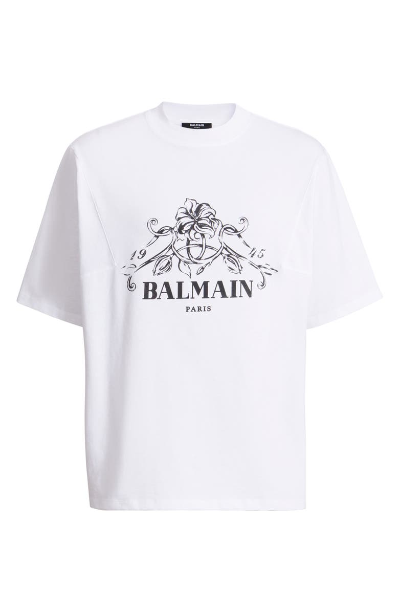 Balmain Printed Balmain Vine T-shirt, Alternate, color, White