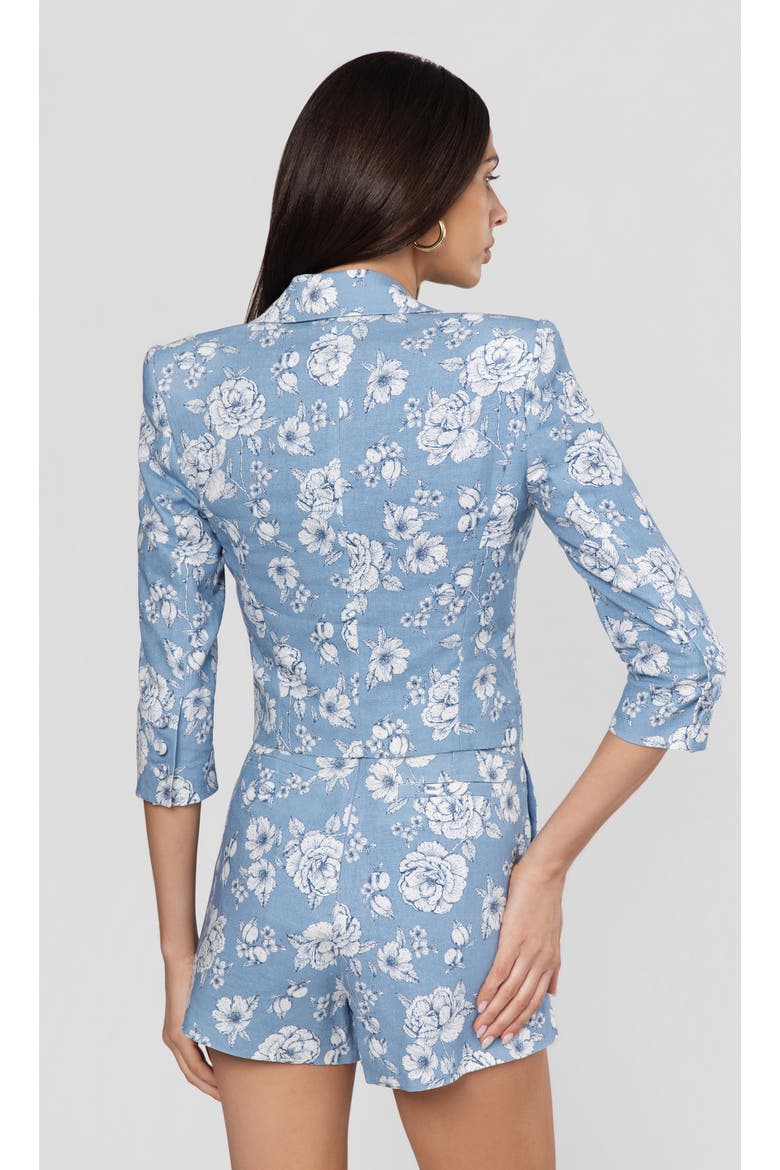 Emmeline Floral Linen Blazer, Alternate, color, Heritage Toile Bl/Wh