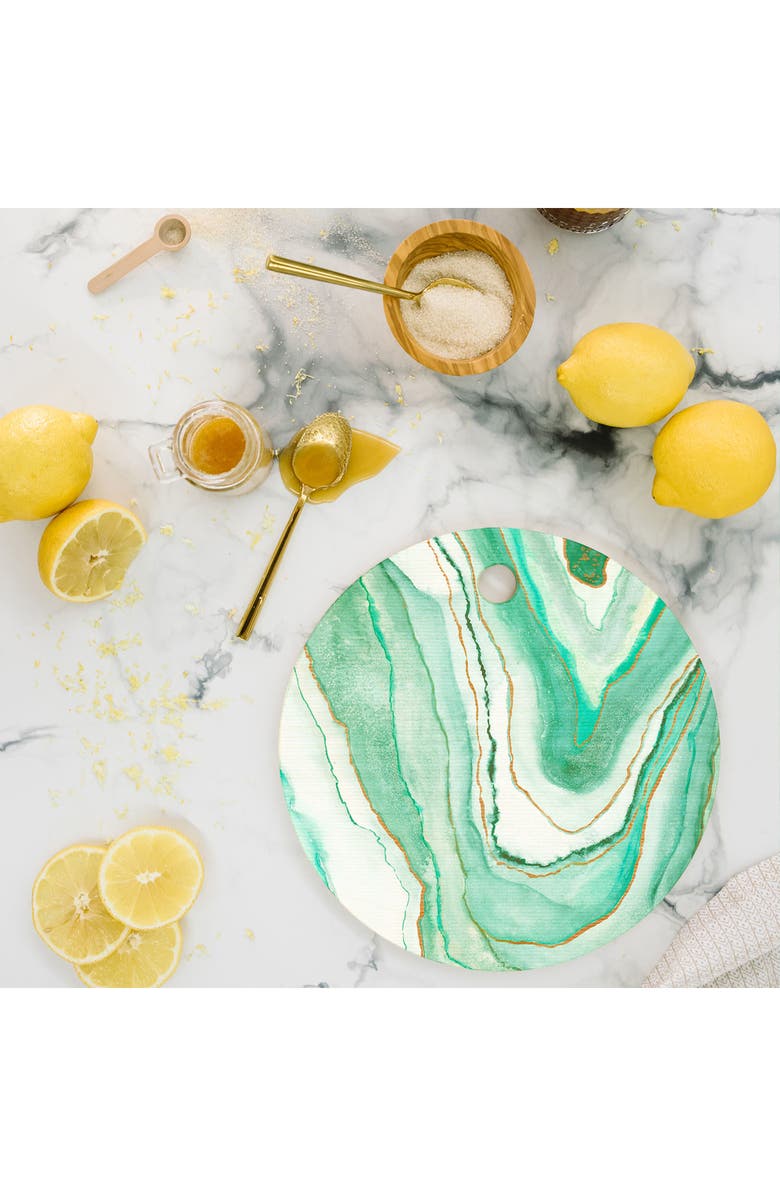 Deny Designs Watercolor Round Cutting Board, Alternate, color, Green