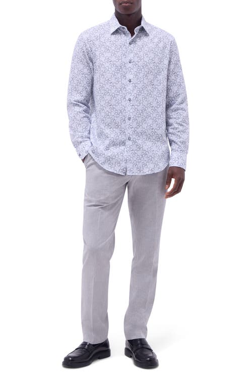 Bugatchi Julian Floral Cotton Button-up Shirt In Platinum