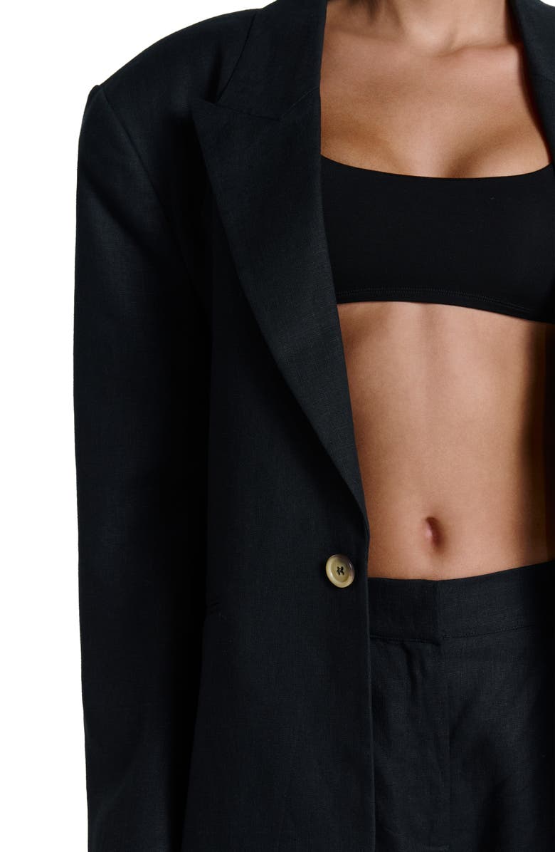 Naked Wardrobe Oversize Linen Blazer, Alternate, color, Black