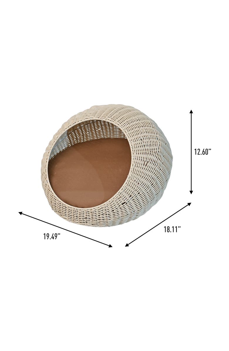 The Licker Store Fiora 19.5" x 18" Modern Circular Faux Wicker Pet Bed with Machine-Washable Cushion, Alternate, color, White