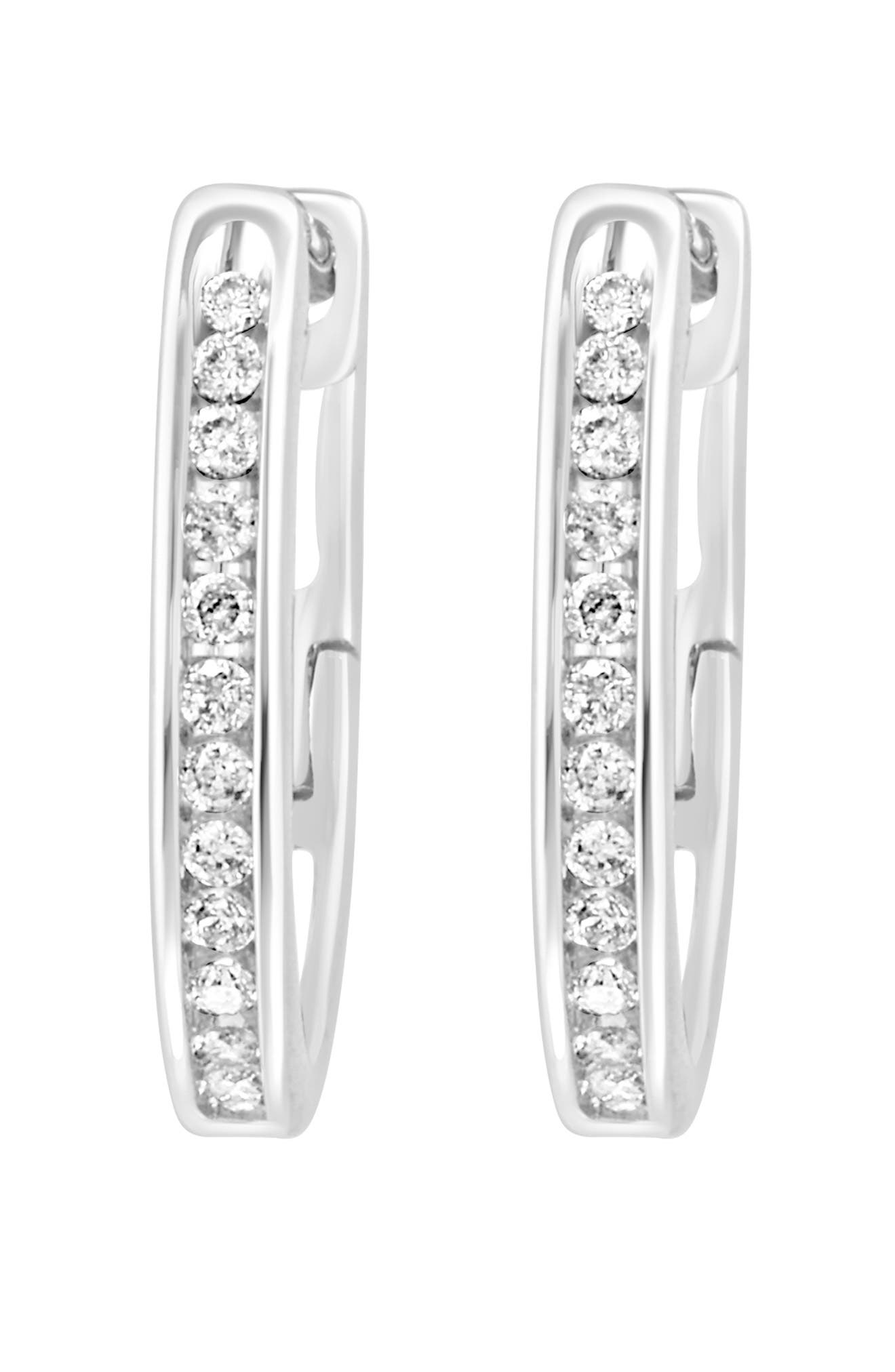 EFFY Sterling Silver Diamond Huggie Hoop Earrings