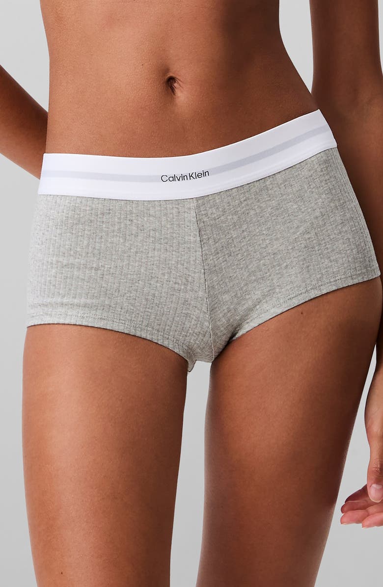 Calvin Klein Logo Rib Boyshorts, Main, color, 