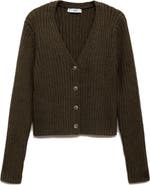 MANGO V-Neck Rib Cardigan