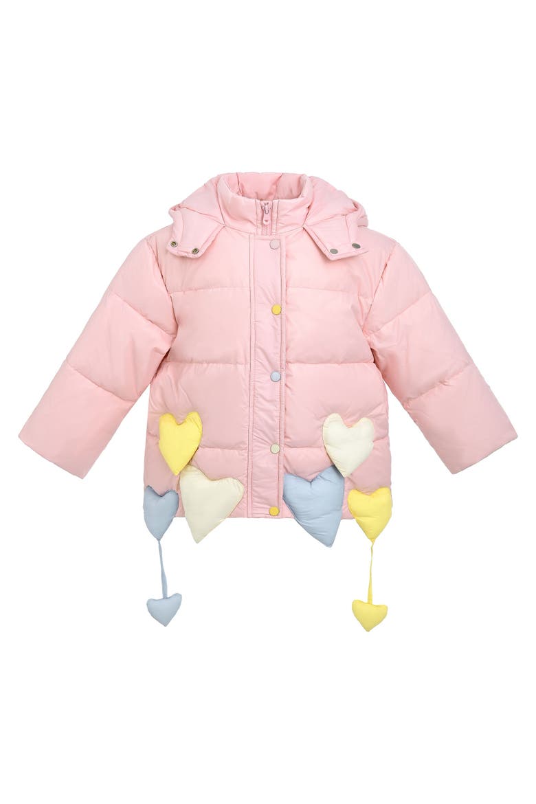 Heart Charm Puffer Jacket, Main, color, Pink