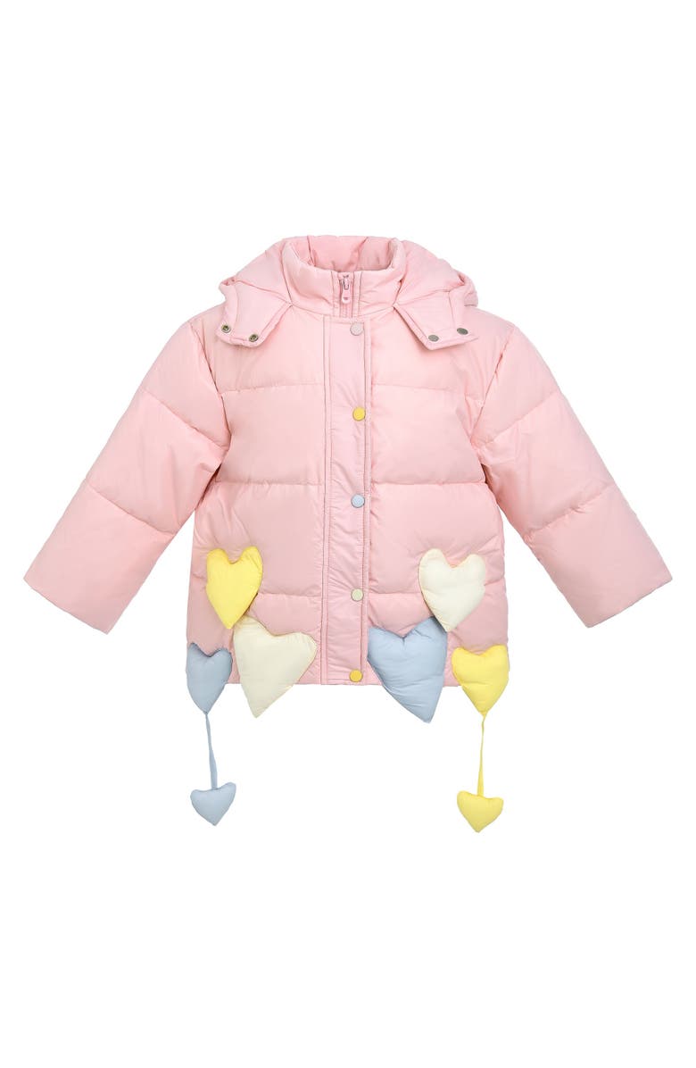 Mimi Tutu Heart Charm Puffer Jacket, Main, color, Pink