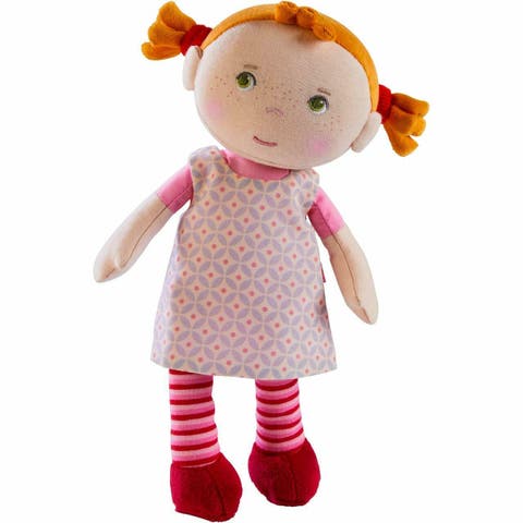 Soft Baby Doll Roya - 10" Rag Doll with Red Pigtails, Pink Dress - Machine Washable HABA Doll - Ideal Soft Doll for 2 Year Old Girls